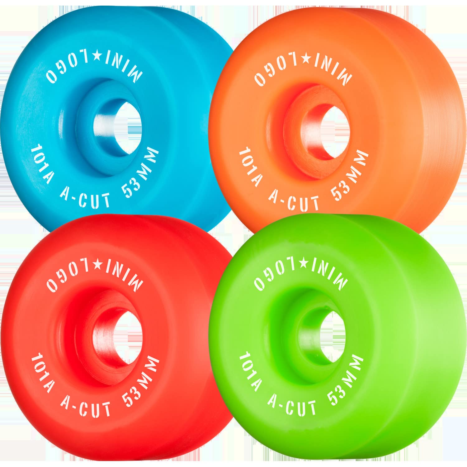 Mini Logo Skateboards A-Cut Green/Red/Blue/Orange Skateboard Wheels - 53mm 101a (Set of 4)