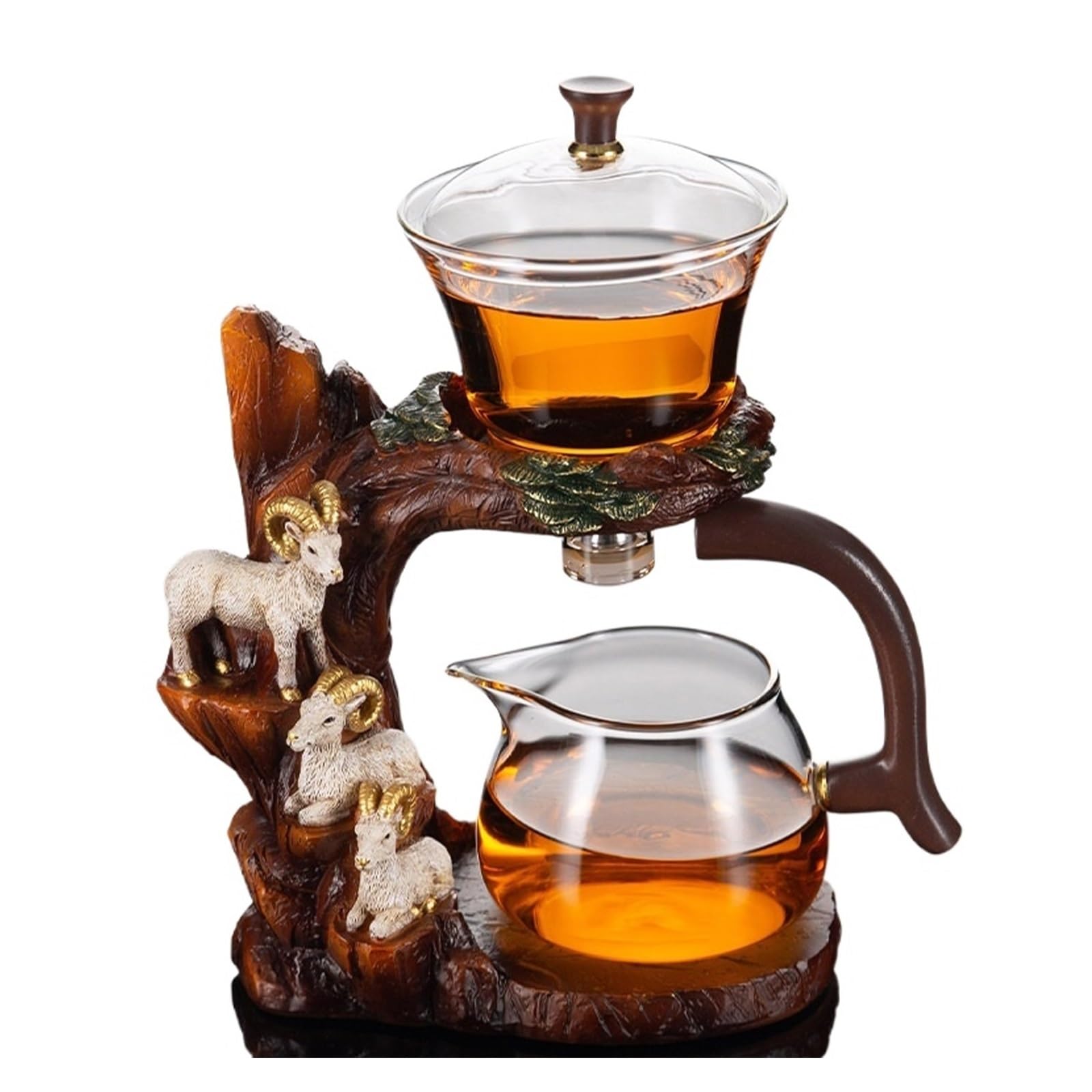 Vnook One Color Magnetic Teapot, Semi-Automatic With Infuser Teapots, Heat-Resistant Lazy Kungfu Tea Set, Teapot Set, For Reception At Home/In The Office, Semi-Automatic