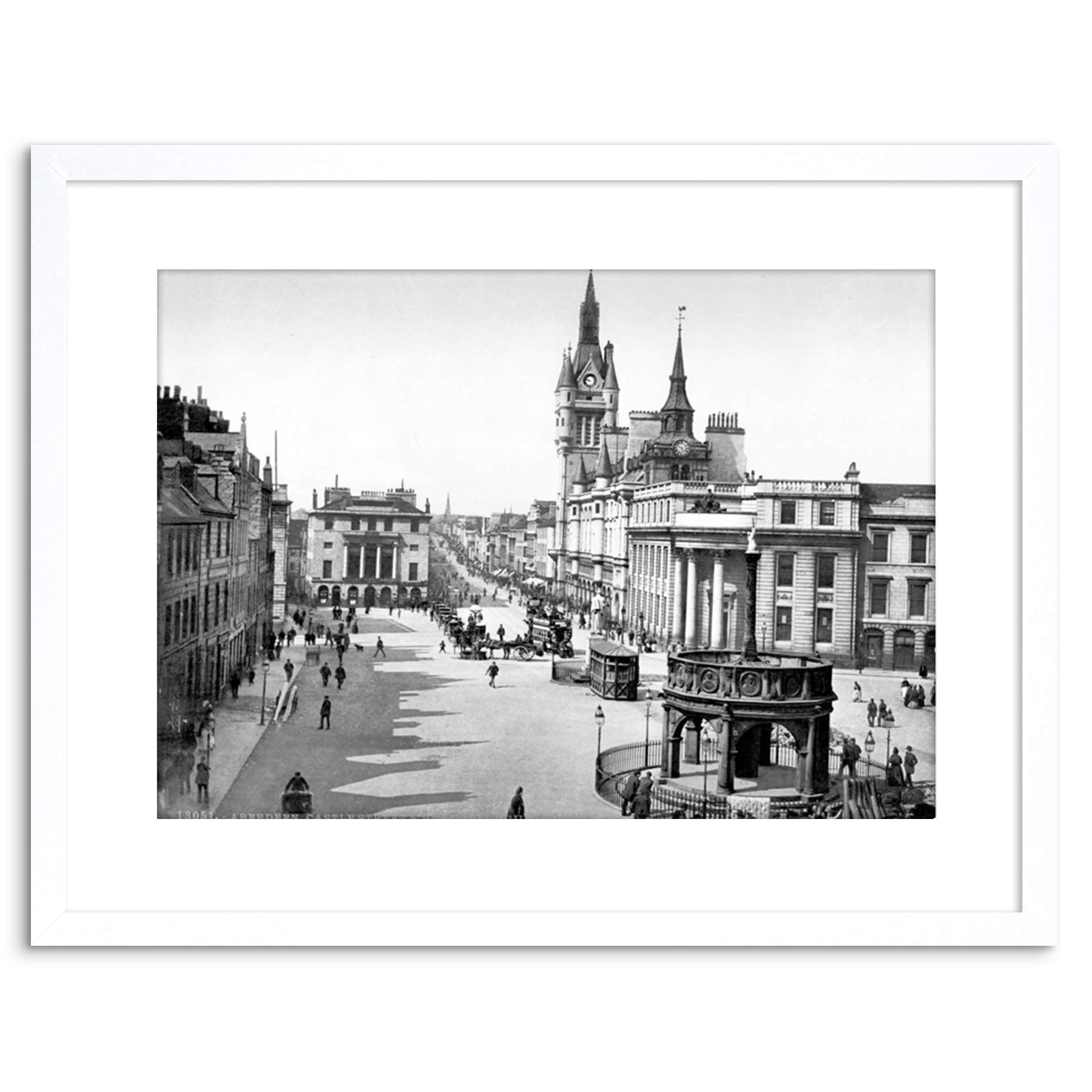 Wee Blue Coo 9x7 '' ABERDEEN CASTLE STREET SCOTLAND OLD BW PHOTO FRAMED ART PRINT F97X032