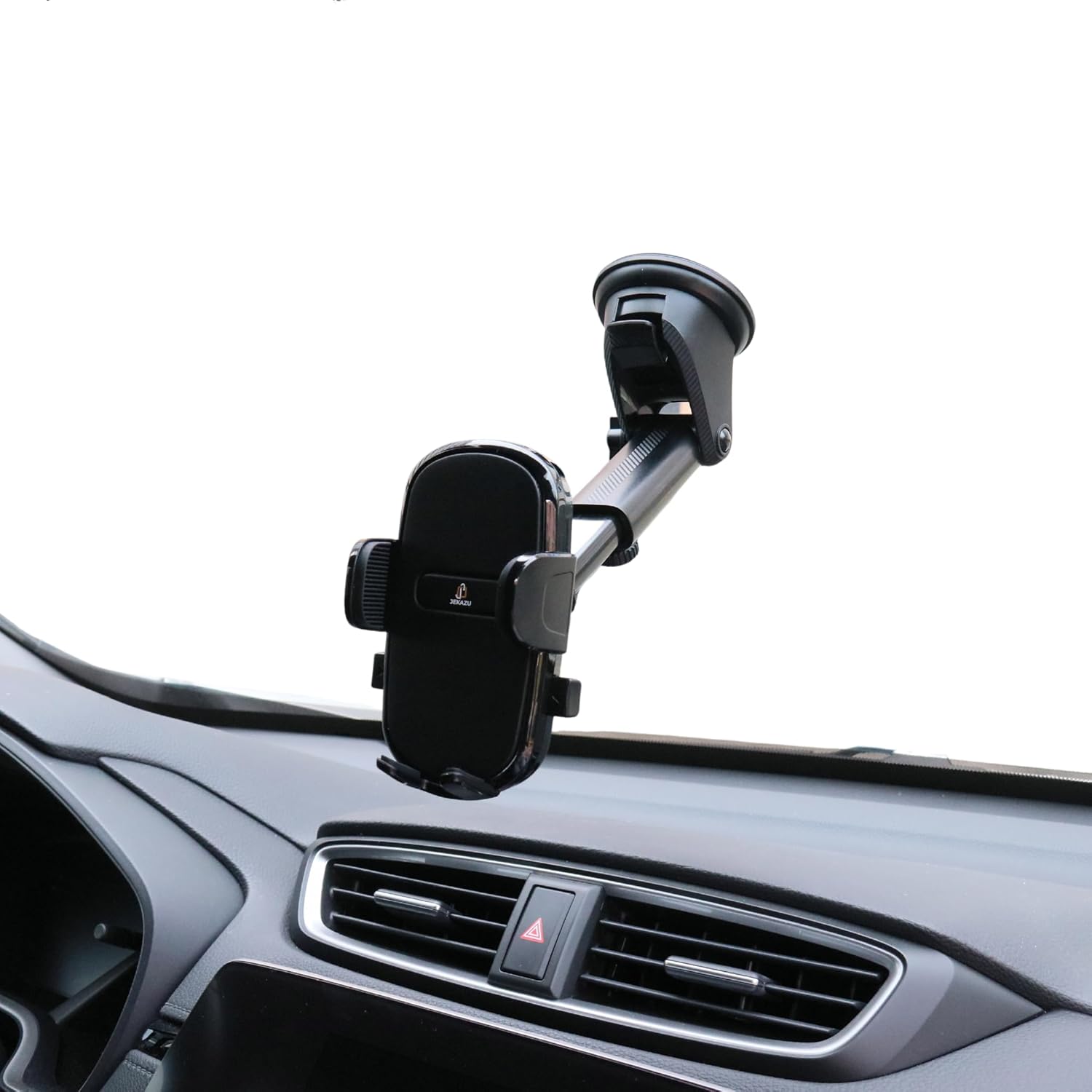 Dashboard Car Phone Holder Mount with Microfiber Cleaning Towel - 360 Rotation Suction Cup Cellphone Mount for Windshield & Vent - Universal & Hands Free Cell Phone Holders for Your Car - Black