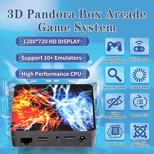 Miniatura 2 de GWALSNTH 20000 juegos en 1 Pandora Box 3D Arcade consola de juegos, mini caja de juegos con dos controladores inalámbricos Bluetooth de 2.4G,