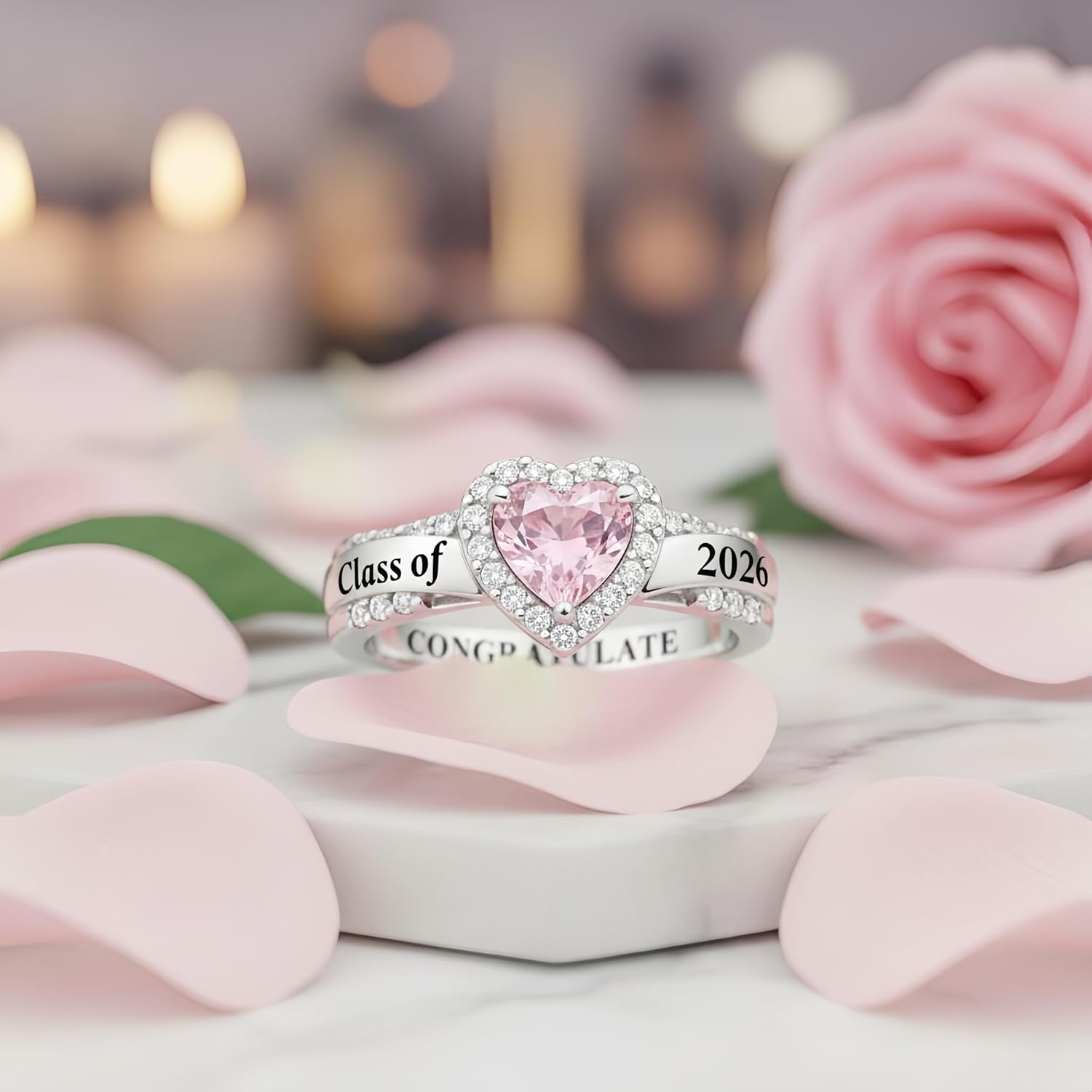 Class Rings for Women High School, 925 Sterling Silver Personalized Custom Ring, College Senior Ring for Women 2026, Birthstone Women's Class Rings Personalized Jewelry