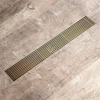 68X600Mm Line Floor Drain, Bathroom Stainless Steel Shower Drain, Removable Cover Waste Water Strainer with T-Valve,Brushed Gold(Gold)