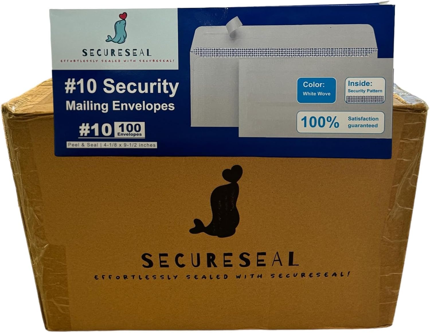 Security Self Seal Envelopes, Security Tinted - Ultra Strong & No Window, 4⅛ x 9½", White, 24 LB - 1200 Count
