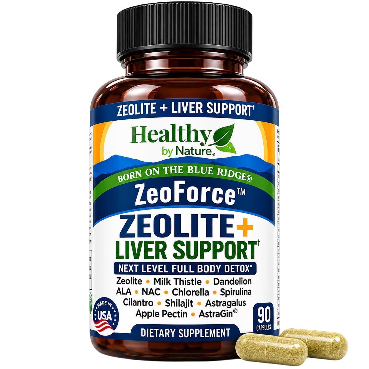 Zeolite + Liver Ultra Cleanse | Heavy Metal & Microplastic Detox Binder Support for Adults | Milk Thistle NAC Chlorella Cilantro Spirulina Shilajit Astragalus | Promotes Energy, Gut Health (90 Count)