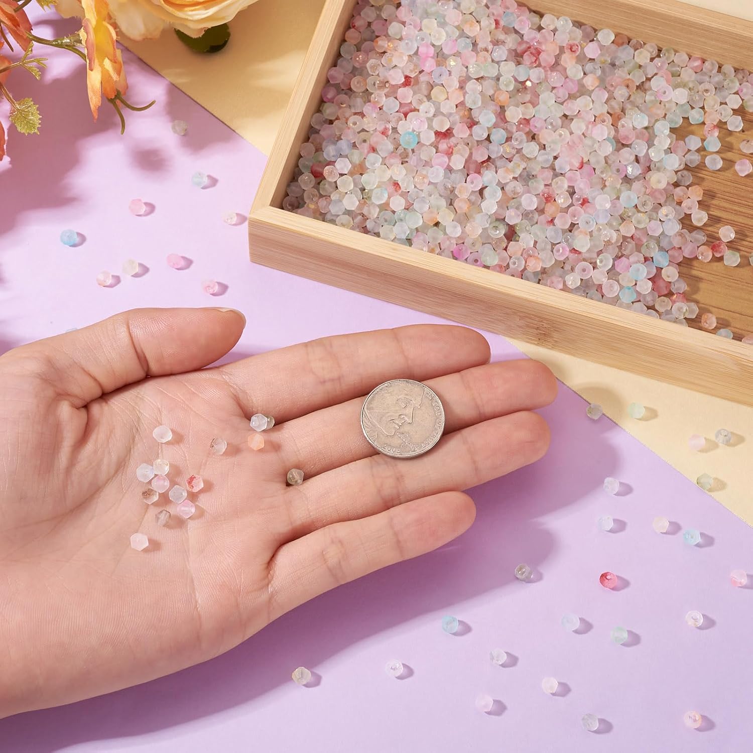 1200Pcs Faceted Bicone Glass Kandi Beads 4.5x3.5mm Frosted Crystal Colored Pastel Aesthetic Pony Beads for Crafts DIY Friendship Bracelets Earring Jewelry Making Supplies 12 Colors - Image 2