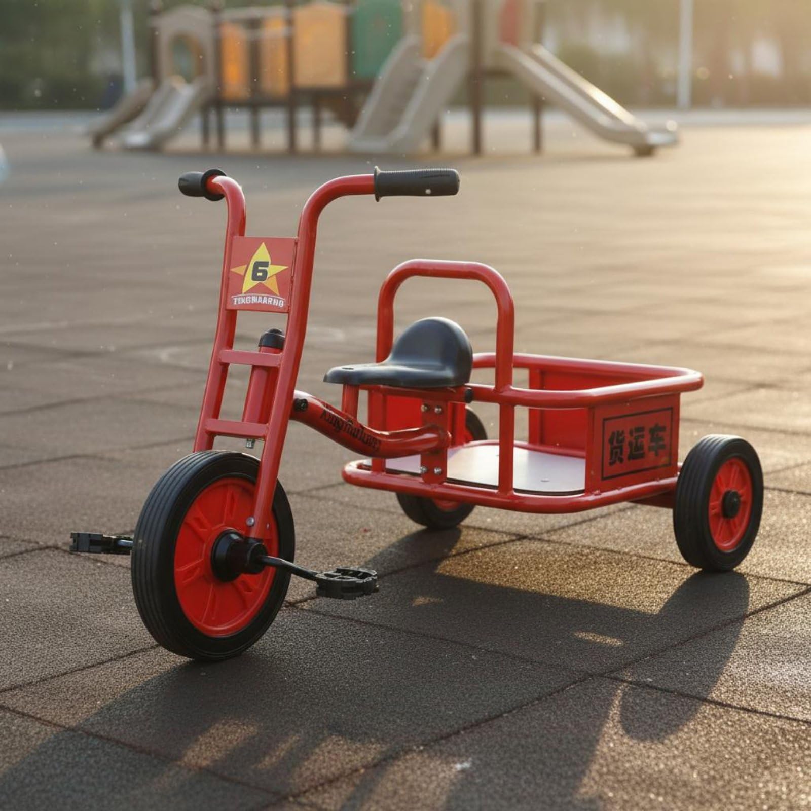 per Bambini Bambini Pedali Infanzia con Maniglia Posteriore in Acciaio al Carbonio con Ruote in Gomma Antiribaltamento per Adatto per Parchi Giochi, Rosso