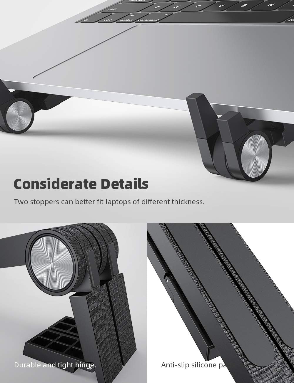 Lamicall Laptop Riser Stand Portable Ergonomic Computer & Notebook Stand Holder for Desk, Foldable Laptop Lift, Height Adjustable, Compatible with MacBook Air Pro, Dell XPS, HP (10-15.6'')