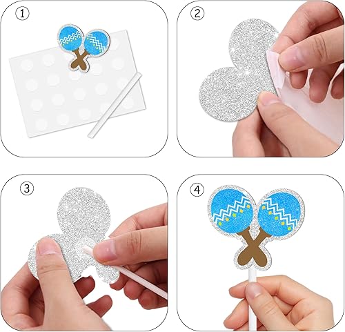 Miniatura 4 de 18 piezas de purpurina azul It's Senor Cute Taco Bout Postre Cupcake Topper Mexicano Delicioso Comida Fiesta Festival Temático Suministros