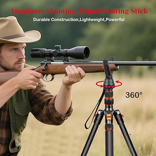 Miniatura 12 de Trípode 2 en 1 para cámara y trípodes de caza, trípodes de cámara de 68 pulgadas y monopies con mango extraíble, trípode de aluminio para rifle