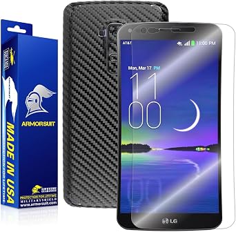 Armorsuit MilitaryShield Black Carbon Fiber Skin Wrap Film + HD Clear Screen Protector for LG G Flex - Anti-Bubble Film