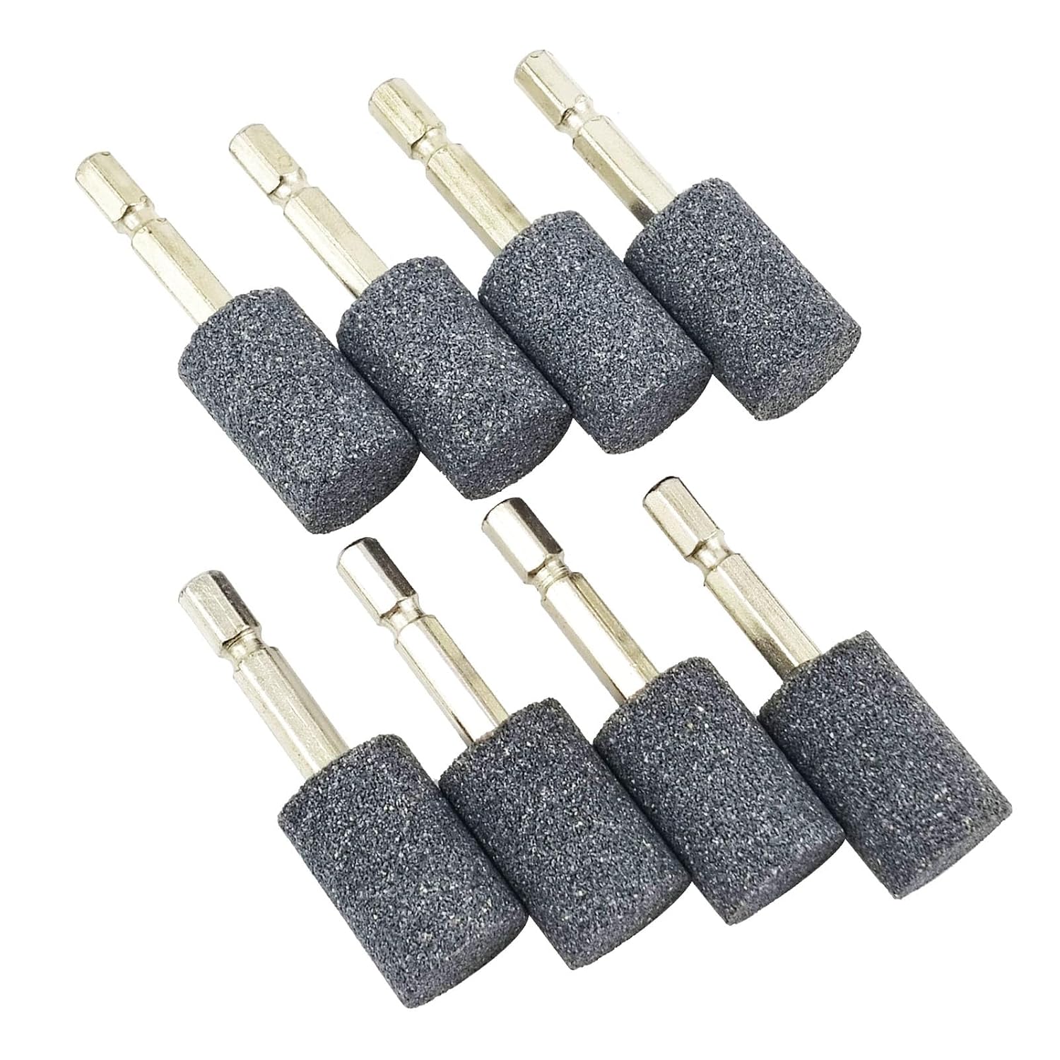 𝐋𝐮𝐨 𝐤𝐞 8 Pcs Cylinder Shape Rotary Grinding Stone - 1/4'' Hex Shank Abrasive Stone Mounted Grinding Point Aluminum Oxide Grinding Bits for Rotary Tools (Size: 20mm)