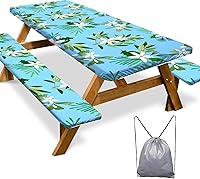 Vista 33 de Funda de mesa de picnic con fundas para bancos, elementos esenciales de camping, mantel de camping impermeable y a prueba de viento con bolsa