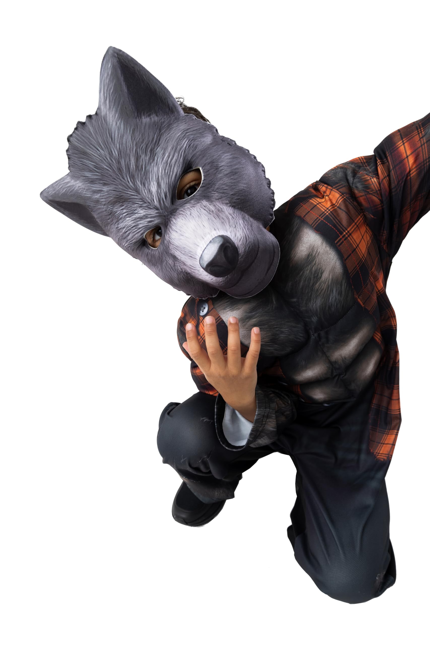 Boys Werewolf Halloween Costume with Muscle Chest & Eva Digit Printed Mask - Kids All-in-One Jumpsuit - 4-6 Years - Image 2