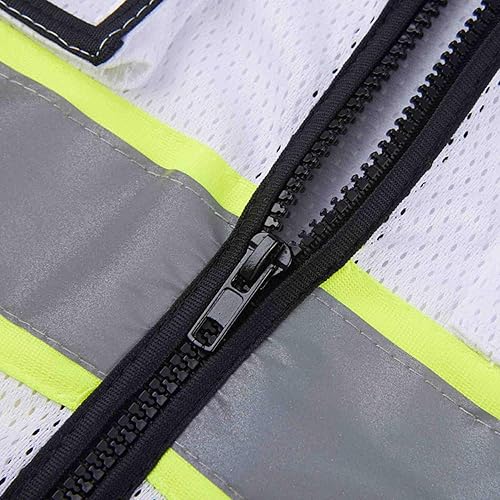 Miniatura 6 de SV2520 - Chaleco de seguridad de malla ultra fresco de lujo, 2 pulgadas reflectante con encuadernación amarilla, cremallera, 9 bolsillos, color