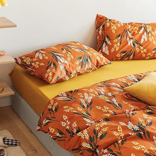Miniatura 3 de Wellboo Juegos de Edredones Florales Bohemios Tamaño King, Ropa de Cama Botánica de Calabaza, Edredones de Algodón para Mujeres y Niñas, Colchas de
