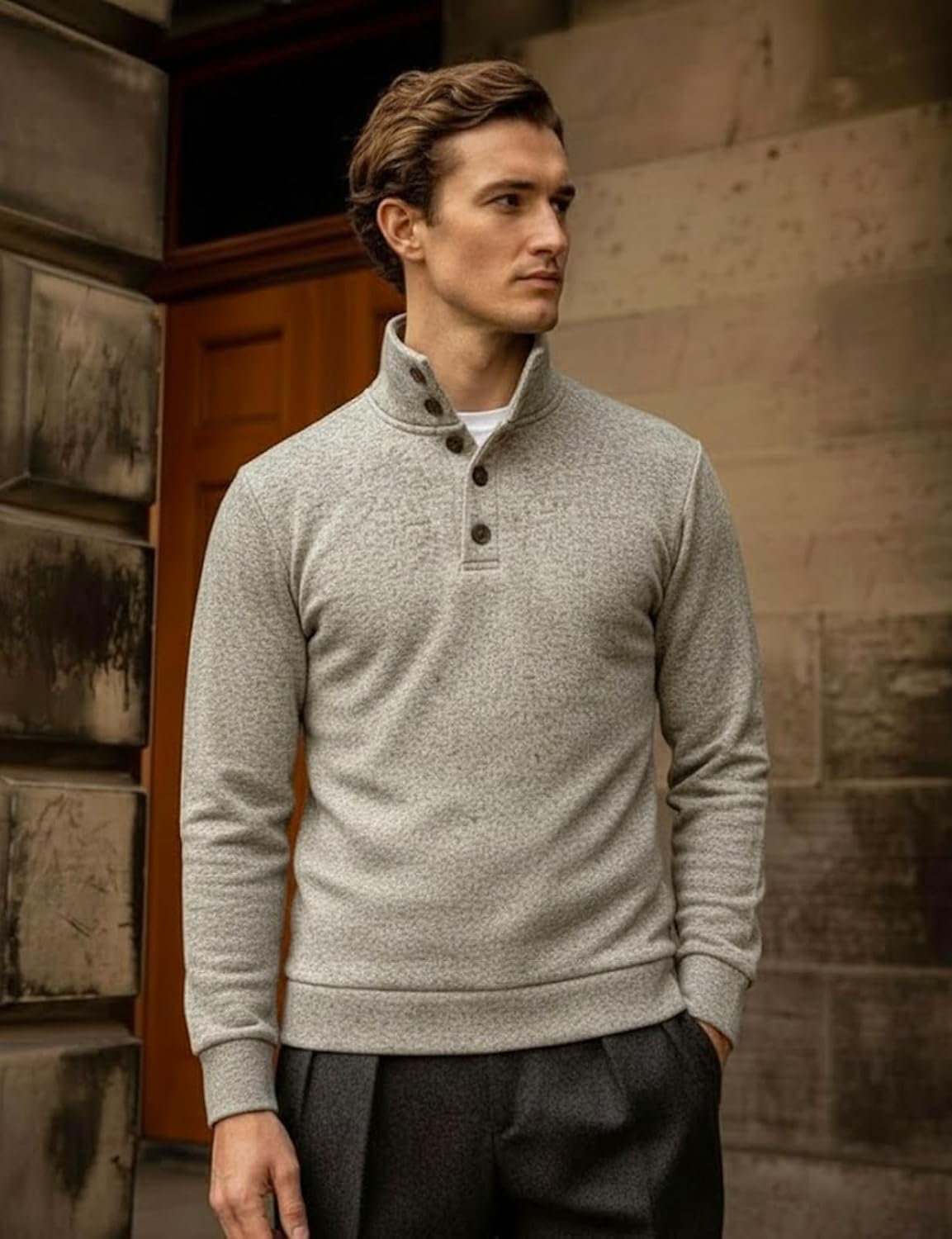 H2H Mens Casual Slim Fit Pullover Sweatshirts Knitted Shirts Napping Inside - Image 2