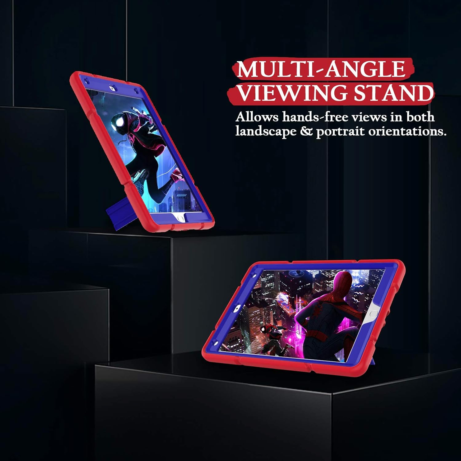 Uр Tо 60% оƒƒ ZoneFoker for iPad 9th Generation Case, for 8th/7th Generation Case 10.2 inch 2021/2020/2019, Heavy Duty Strudy Shockproof 3-Layer Rugged iPad Cover with Stand for Kids Boys (RED+Blue)