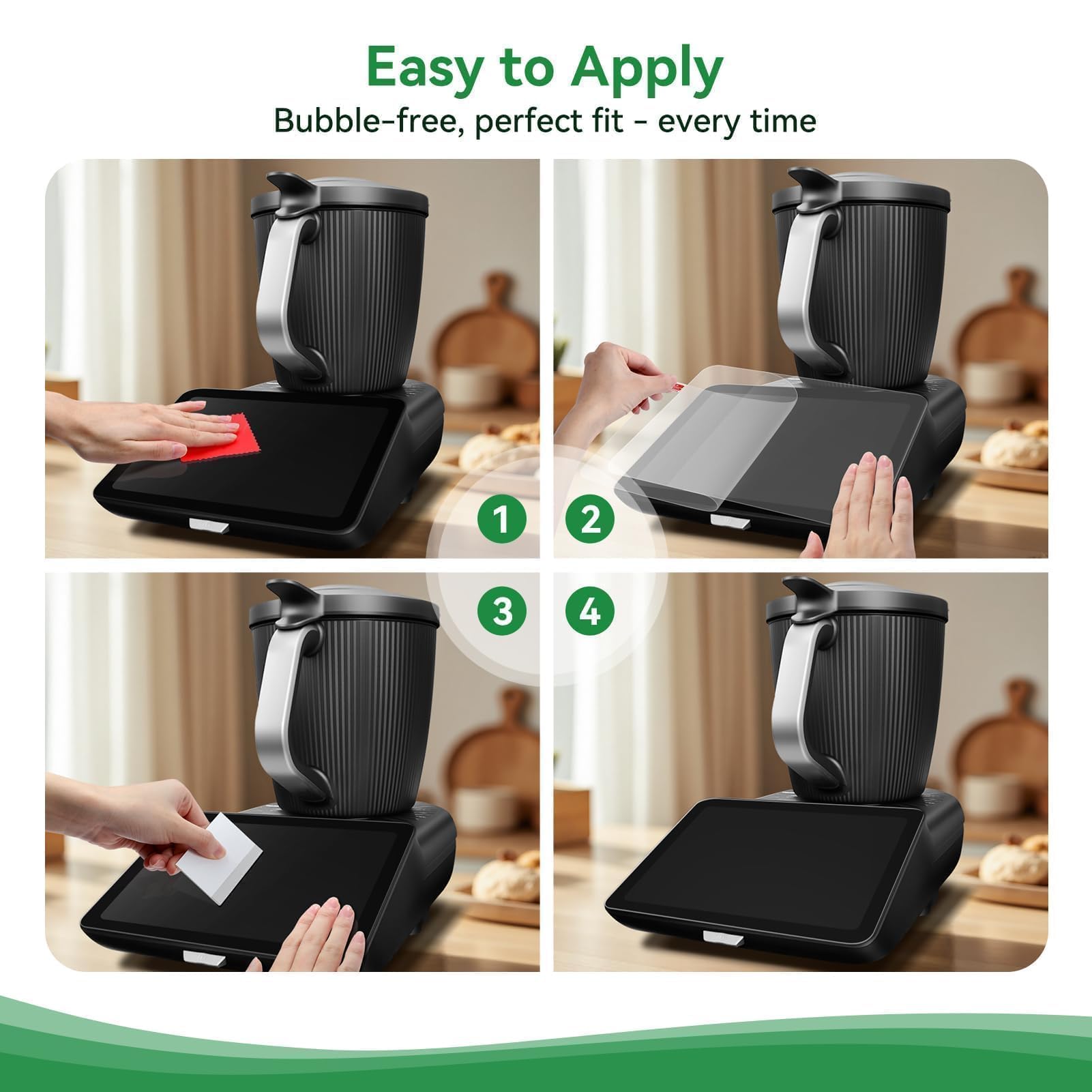 2 Pezzi Pellicola Prottetiva per Vorwerk Bimby TM7, Vetro Temperato 9H, Ultra Trasparente Pellicole Protettiva per Display TM7, Anti-Graffio, Anti-Impronta, Kit di Installazione Facile Incluso