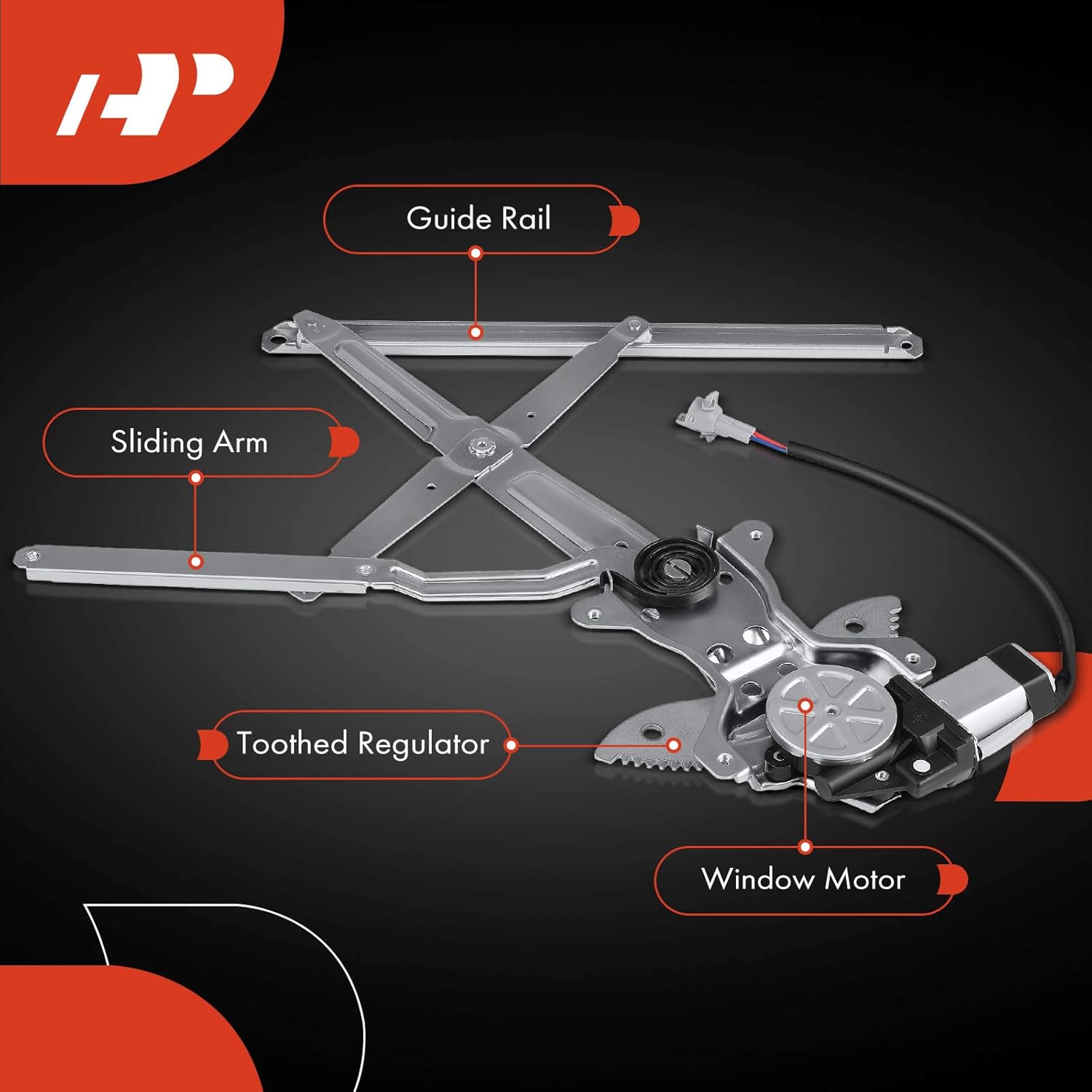 A-Premium Power Window Regulator with 2-Pin Motor Front Driver Side Compatible with Toyota Tacoma 1995 1996 1997 1998 1999 2000 2001 2002 2003 2004 Pickup Front Left Driver Side