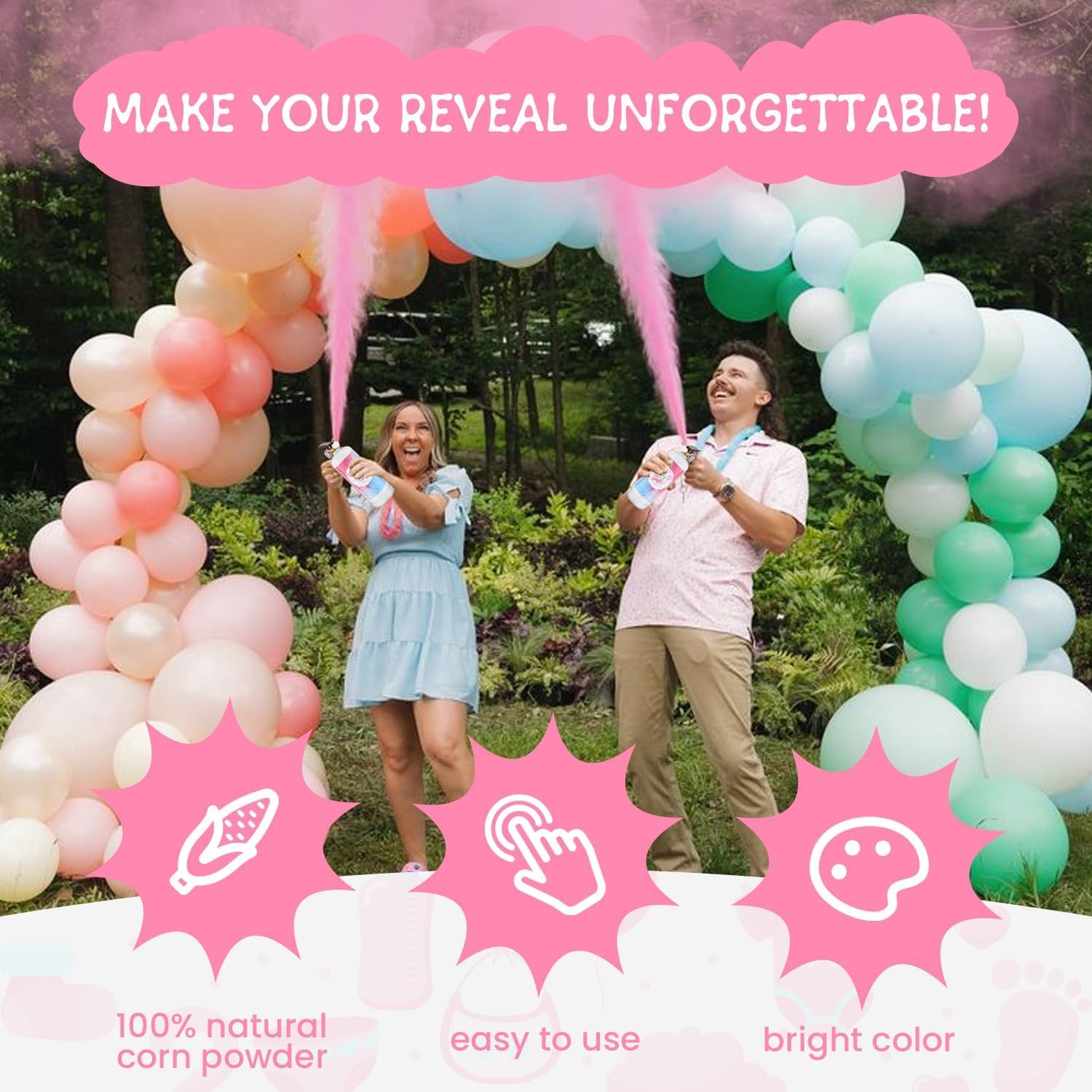 Gender Reveal Fire Extinguisher 2 Pack Giant Boy or Girl Gender Reveal Extinguisher Blue Pink Powder Smoke for Sex Reveal Fire Extinguishers Gender Reveal Ideas Baby Reveal Decorations (2 Pack Pink)