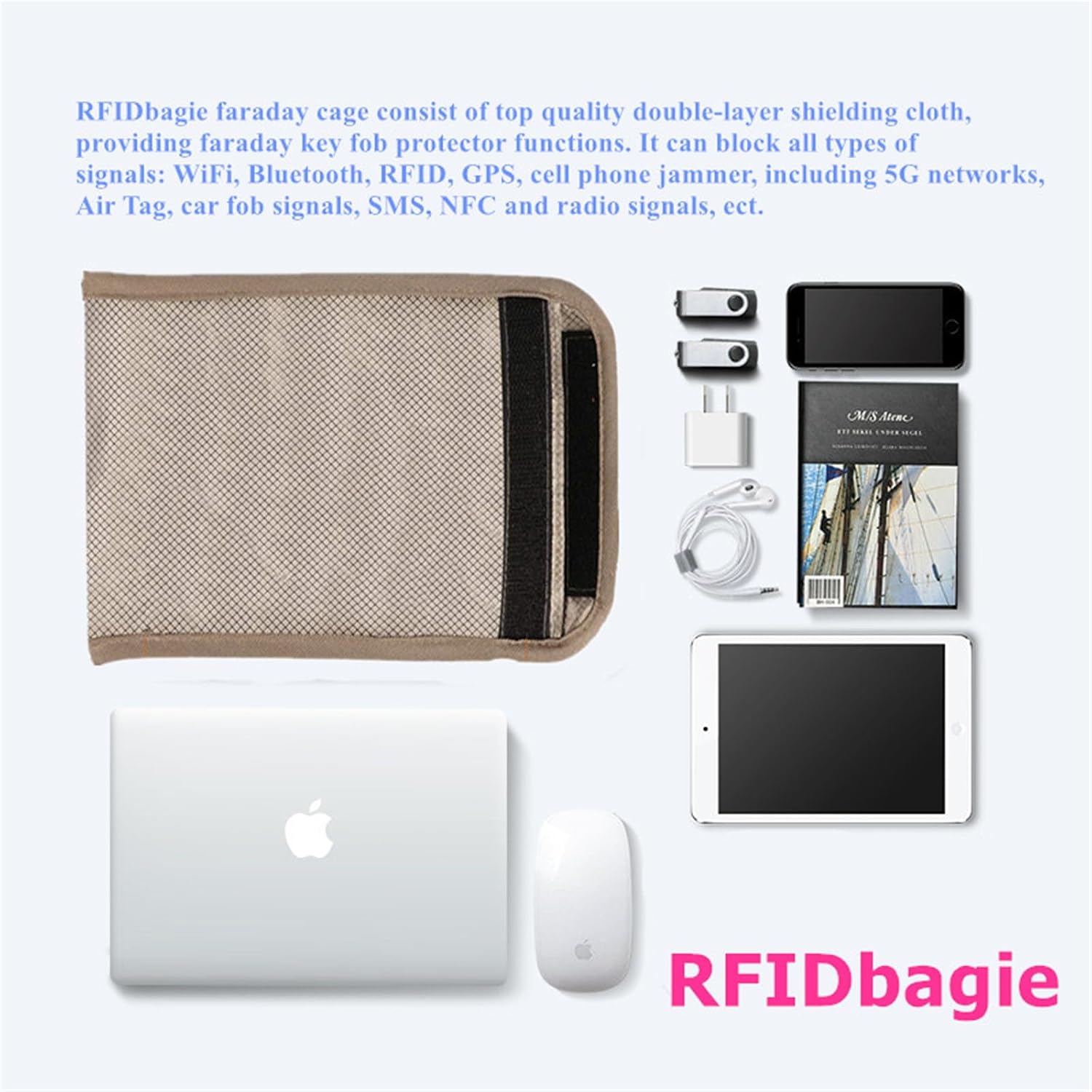 9-11" Security Tablet Sleeve Bag,Compatible with iPad 9th Air 11 Galaxy Tab A9+/A9 Plus,WiFi RF Signal Blocking EMF Protection Electronic Devices Protective Portable Bag ((10.24×7.09in) 26 * 18cm)