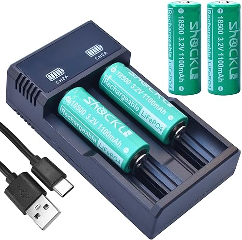 Miniatura 7 de Shockli 18500 - Baterías solares de 3.2 V, batería solar recargable de fosfato de litio LiFePO4 de 3.2 voltios 1100 mAh para luces solares al aire