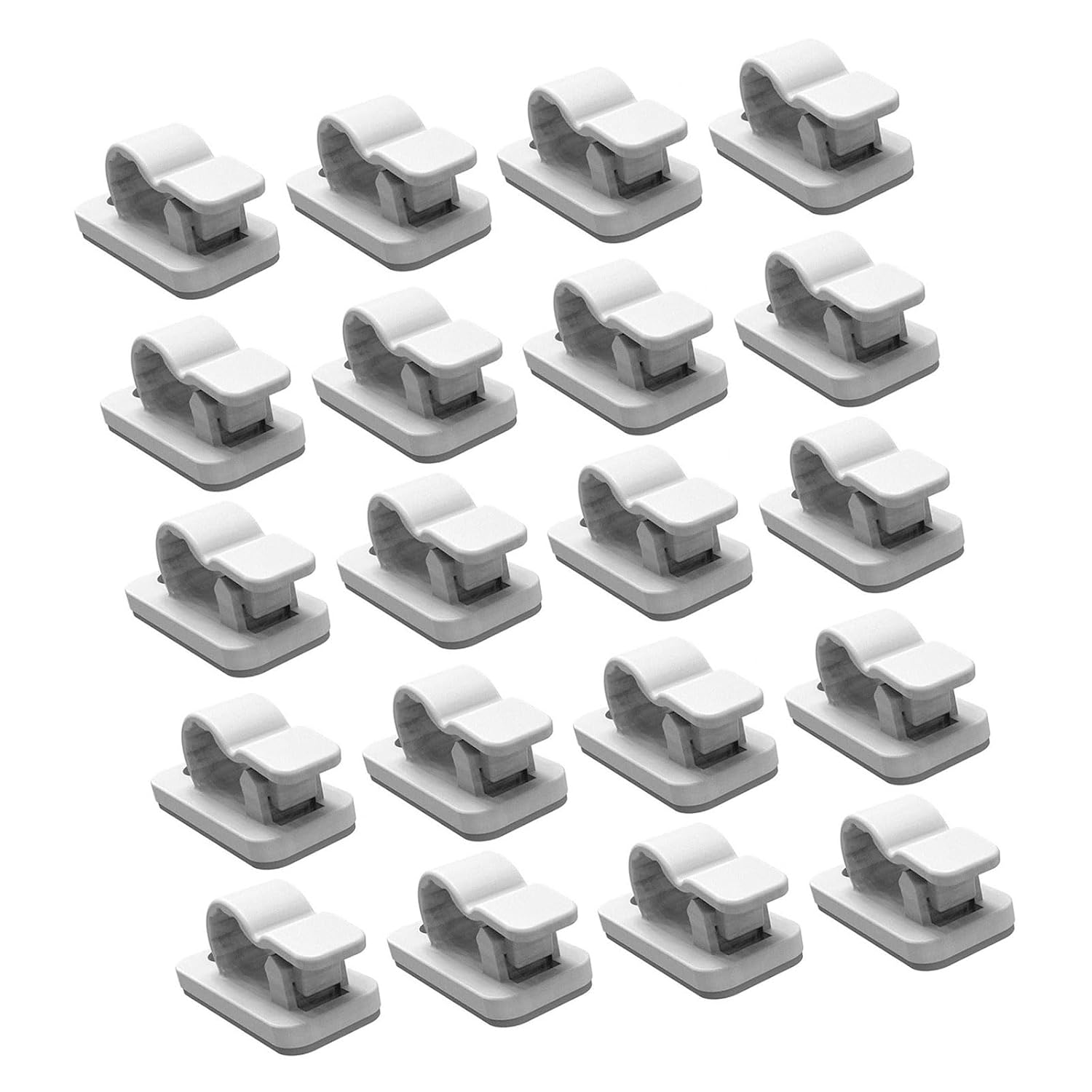 Pack of 20 cable clips are glued on design for easy handling wire management for home or work with 8mm wide cable slot diameter