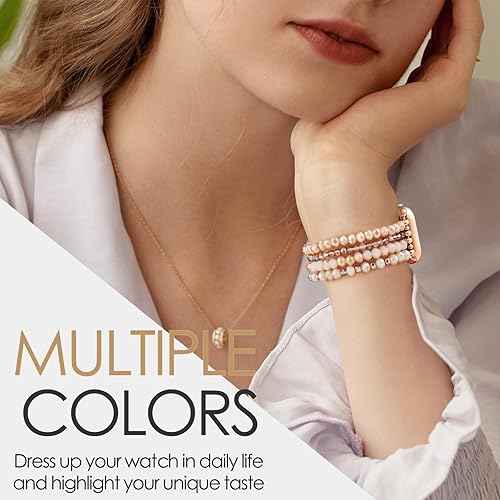 Miniatura 6 de VISOOM - Pulsera de cuentas compatible con Apple Watch Band de 1.654, 1.654, 1.575, 1.496 pulgadas Series 11 10 9 8 7 Se (3 2 1) Series 654 correa