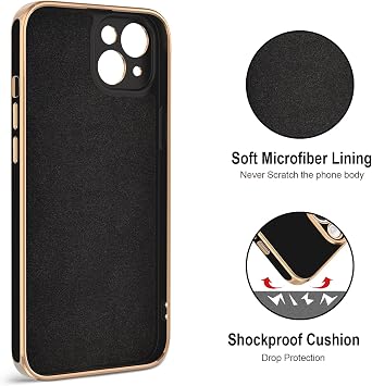 Hython for iPhone 15 Plus Case with Ring Stand, 360 Rotatable Ring Holder Magnetic Kickstand, Plating Rose Gold Edge Soft Cover Luxury Protective Phone Case for iPhone 15 Plus 6.7, Black