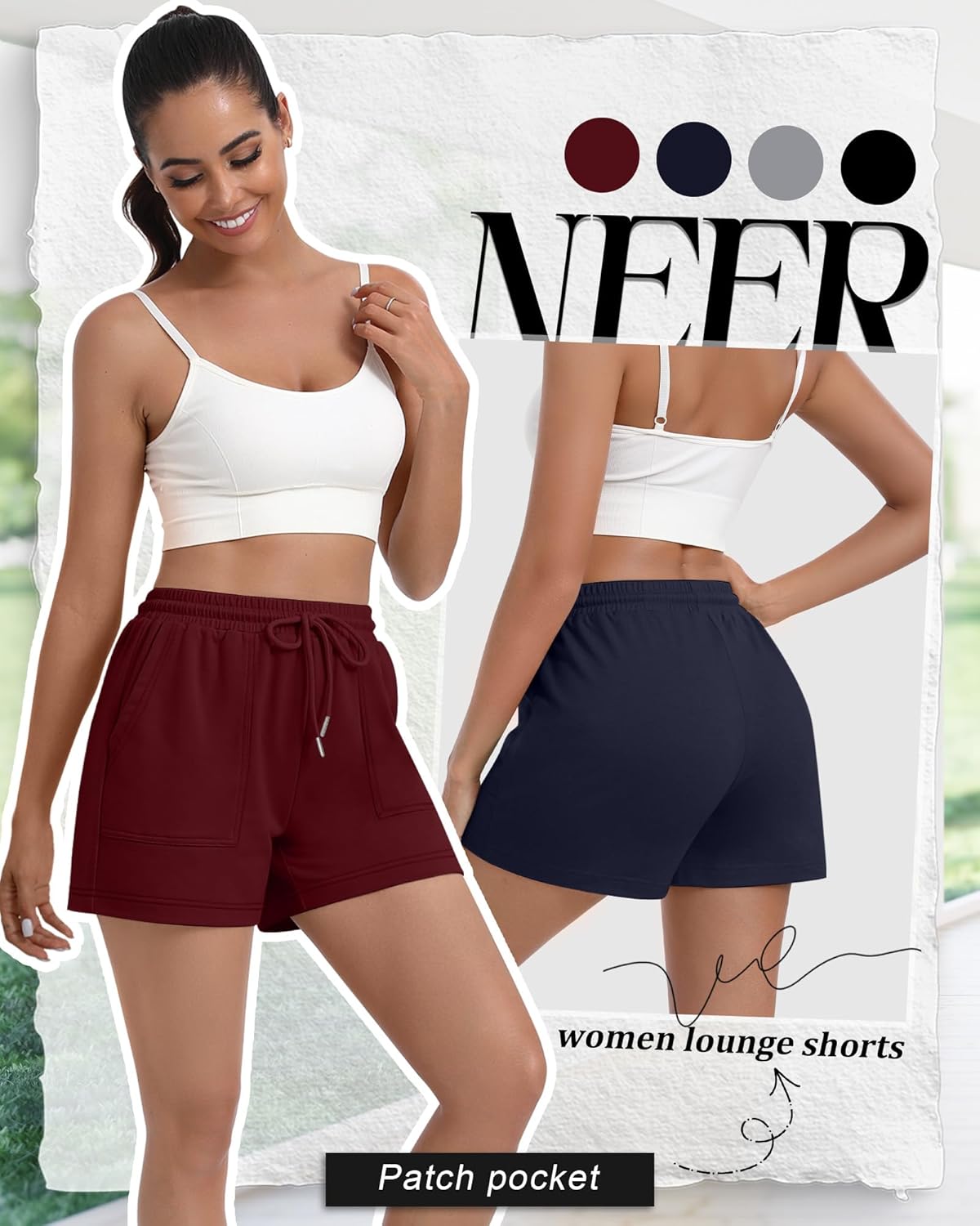 Neer 4 Pack Womens Sweat Shorts High Waist Athletic Shorts Summer Loose Elastic Drawstring Short Sweatpants with Pocket