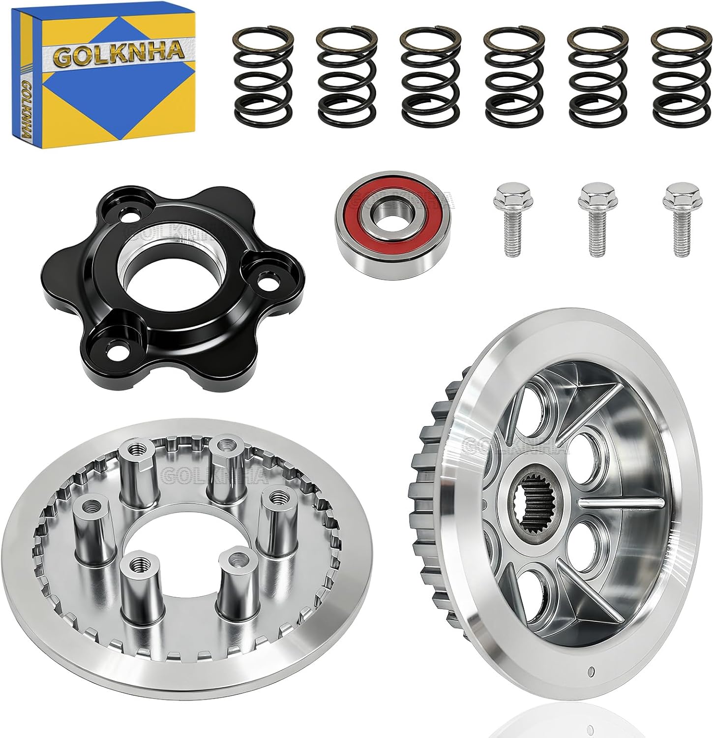 Clutch Kit & Outer Pressure & Center Inner Hub & Lifter Plates Billet CNC for Honda Grom MSX125 ABS Monkey Z125M OEM# 22361-KPG-T00 22120-KPG-T00