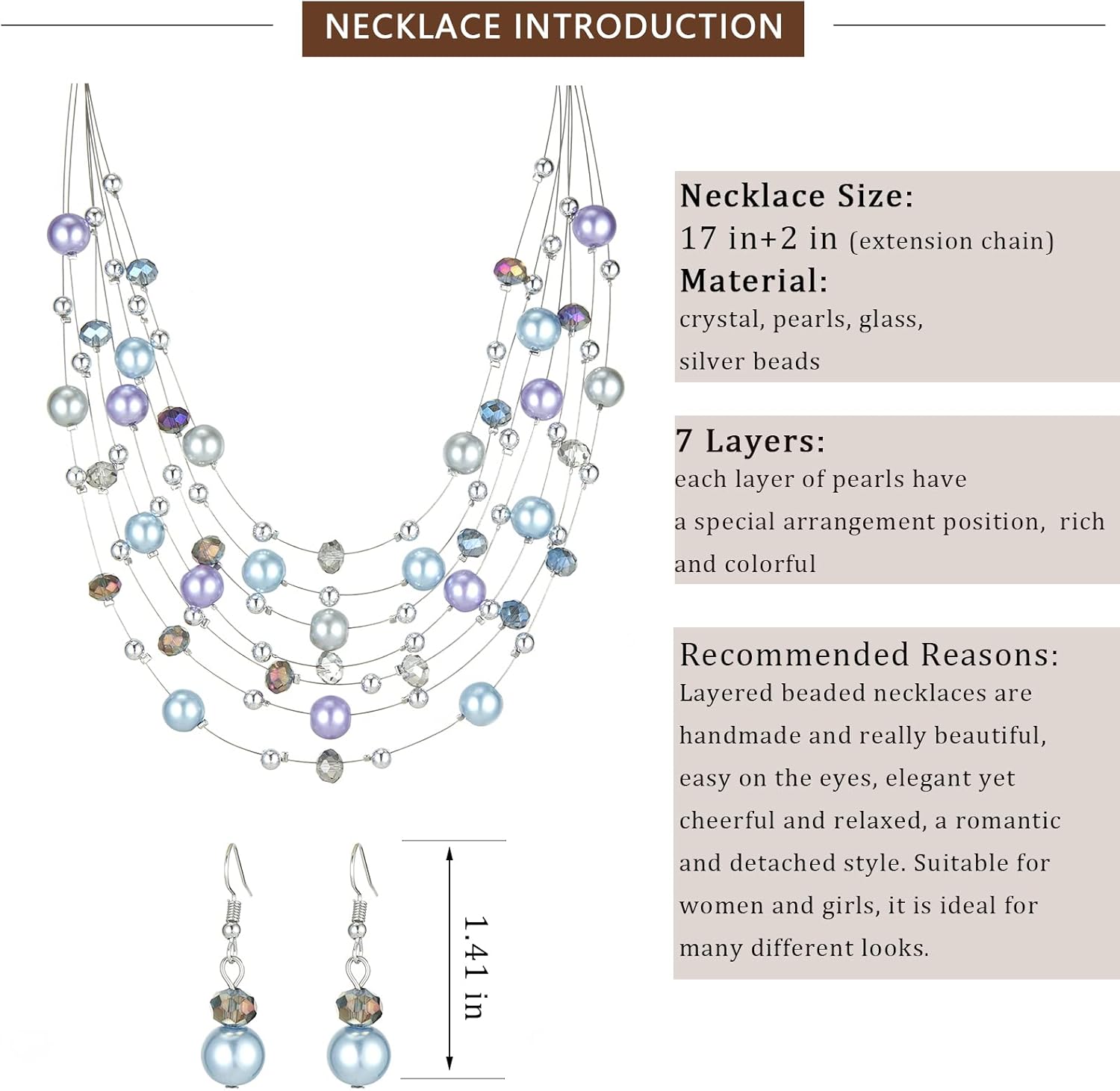 Layered Pearl Beaded Necklaces for Women Multi Layered Pearl Choker Necklace Boho Jewelry for Women Gifts for Mom - Image 5