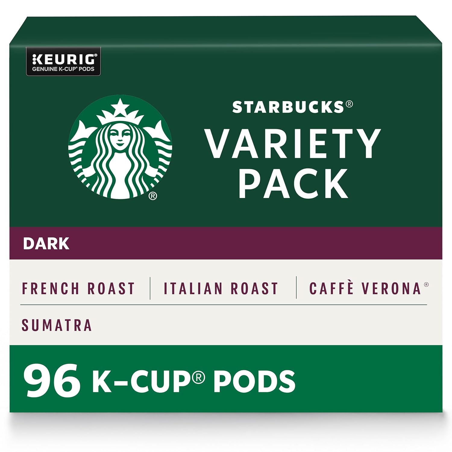 Starbucks K-Cup Coffee Pods&acirc;&euro;&rdquo;Dark Roast Coffee&acirc;&euro;&rdquo;Variety Pack&acirc;&euro;&rdquo;100% Arabica&acirc;&euro;&rdquo;1 box (96 pods)