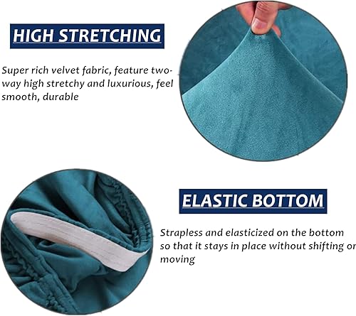 Miniatura 4 de Juego de 6 fundas elásticas de terciopelo para sillas Parsons, fundas extraíbles suaves para sillas de comedor, hotel (azul pavo real, 6)