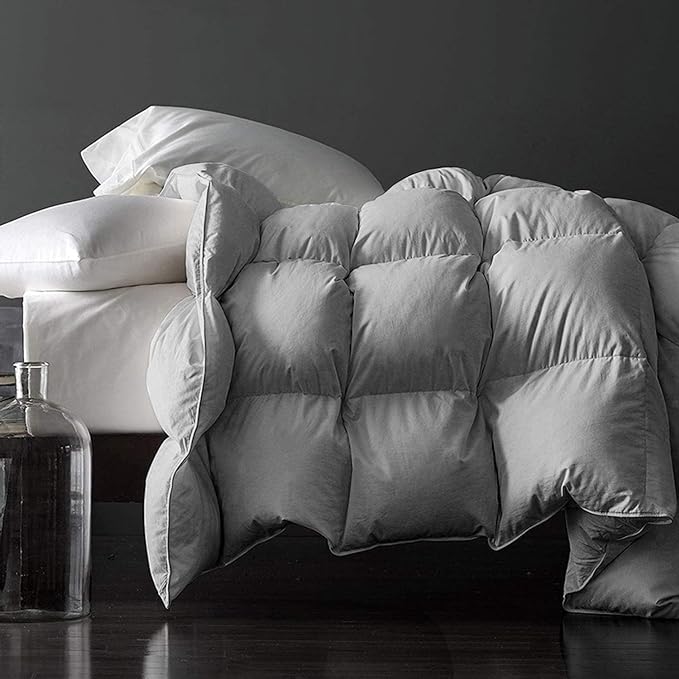 Royoliving Premium Feathers Down Duvet Insert Comforter King Size All Season Medium Warmth White 100% Cotton Cover with Corner Tabs (106x90, 60 oz)