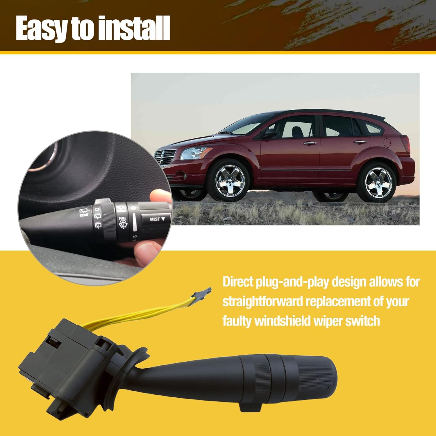 WP409 Windshield Wiper Switch 68003215AD Fit for Jeep Wrangler Patriot Compass Liberty Commander Grand Cherokee for Dodge Journey Nitro Caliber for Chrysler PT Cruiser