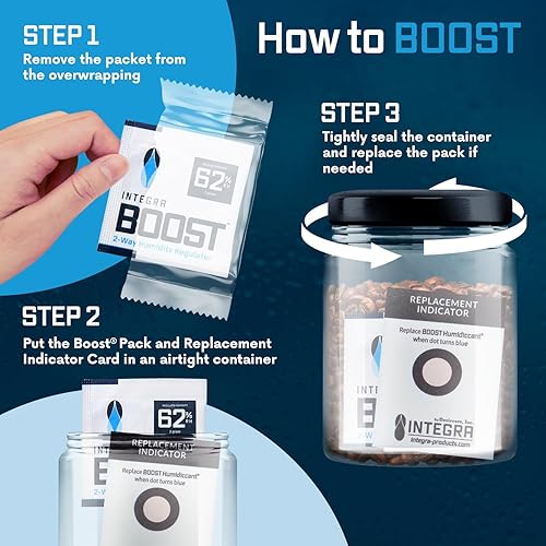 Miniatura 5 de Integra Boost Paquete de control de humedad de 2 vías  Tecnología patentada para el control de la humedad  Preserve el sabor y mantenga el 62% de HR