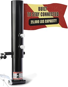 Adjustable Round Tube Gooseneck Coupler Fifth Wheel to Gooseneck Adapter, 2-5/16" Trailer Coupler with Remote Release System and Safety Lock Pin, Heavy Duty Gooseneck Trailer Coupler