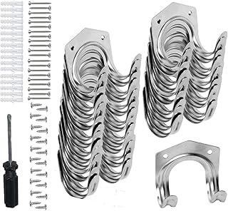 KAHEIGN 20Pcs Tool Hanger Hooks, Heavy Duty Shed Hooks Wall Mount Tool Hanger Storage Hooks for Garage Shed, Garden, Warehouse, Farm and Workshop Tools - with Screws, Plugs, Screwdriver