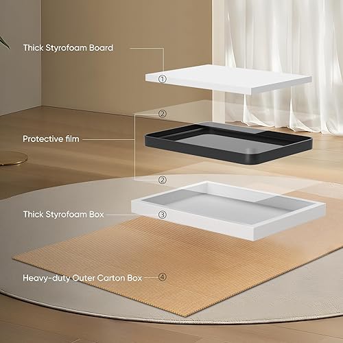 Miniatura 7 de Sweetcrispy Espejo de tocador de baño negro para pared, 22 x 30 pulgadas, marco de metal, rectangular, antioxidante, vidrio templado, se cuelga