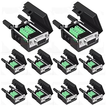 10PCS DB9 Female Solderless Breakout Connector with Case Bolts Tailpipe