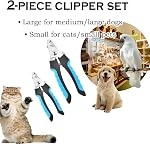 Dog Nail Clippers 2Pcs(Large 6.3 inch and Small 4.7 inch) with Nail File - Safety Guard Trimmer for Dogs &Cats- Professional Grooming Tool with Comfort Grip
