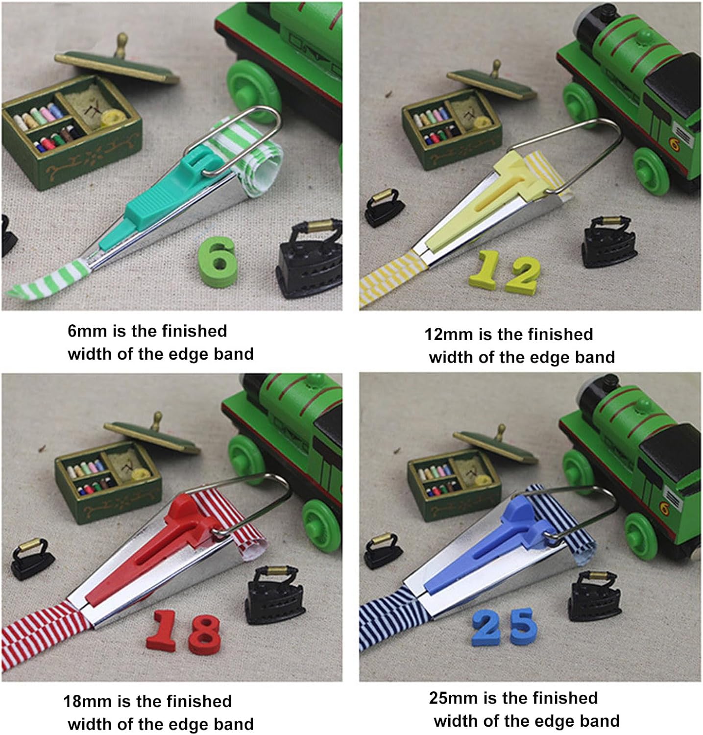 4 Sizes Bias Tape Maker Set,Single and Double Fold Fabric Bias Binding Maker Sew Tools,Quilting Tools Kit for Fabric Quilting Sewing Crafting DIY Quickly Customize of 1/2" 1/4" 3/4" 1"