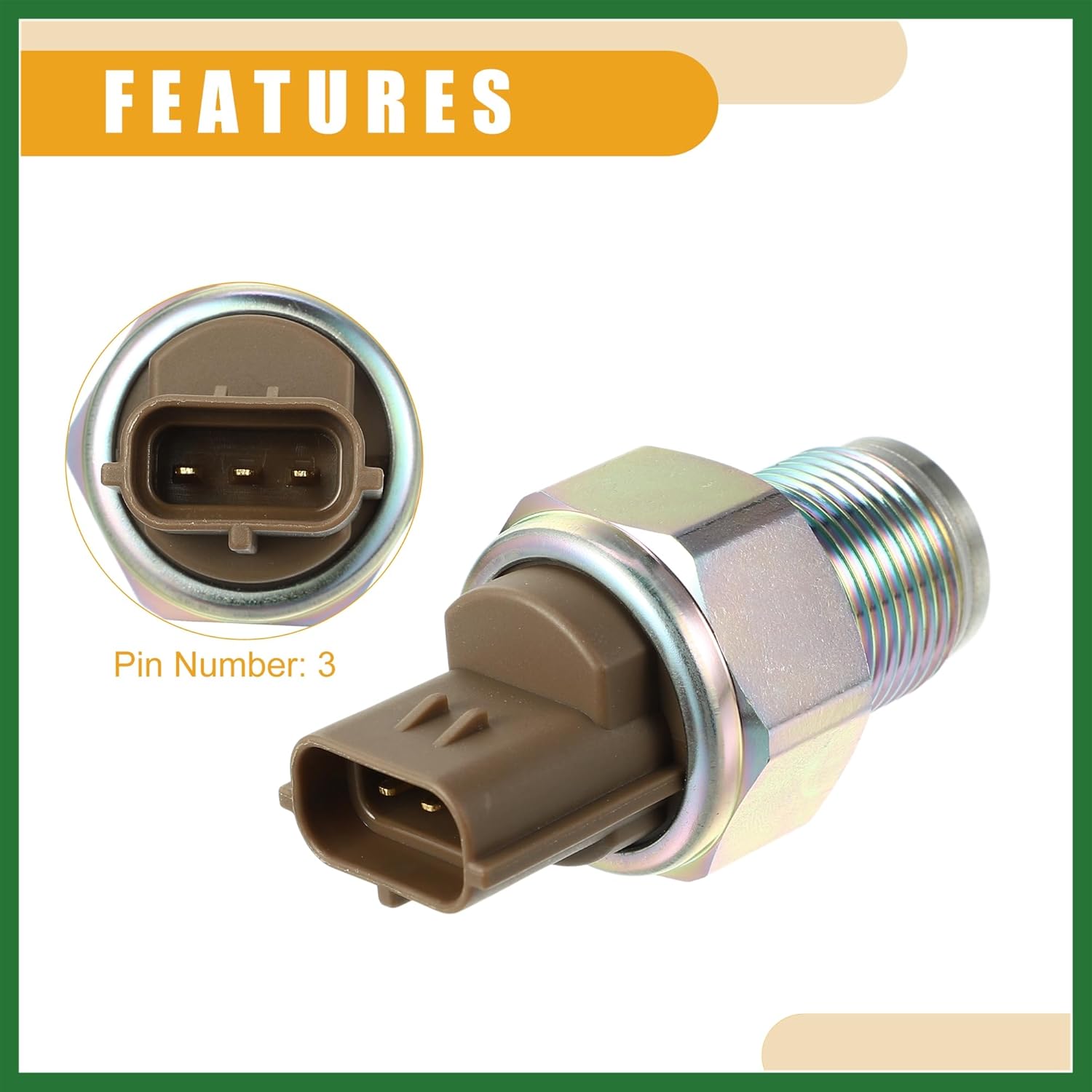 Motoforti Fuel Rail Pressure Sensor No.8981197900 - Car Fuel Injection Pressure Sensor Regulator - for Isuzu NPR 03-07 5.2L for Nissan Pathfinder Metal ABS Bronze Tone - 1 Pc Long-lasting