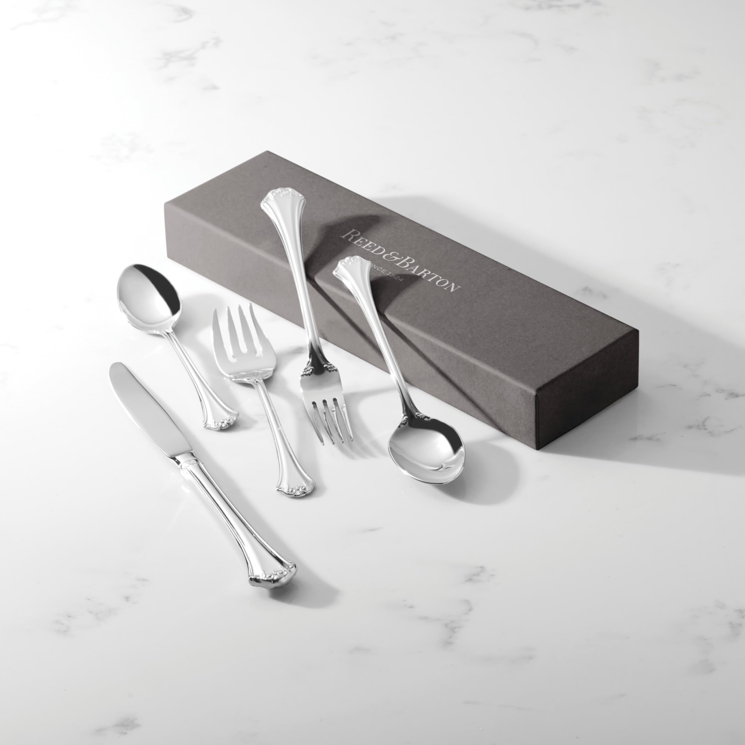 Reed & Barton】純銀／スプーン5本＋フォーク1本「ハーレクイン」 Reed