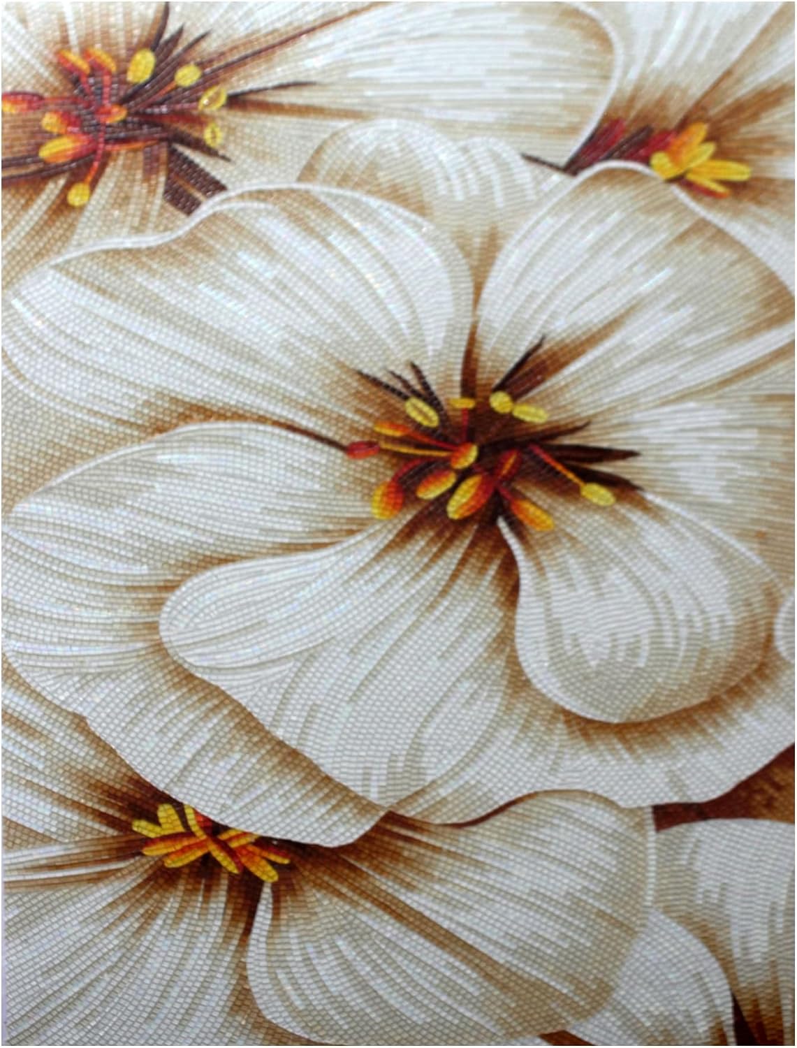 Sharon's Delight Glass Mosaic Wall Art, Handmade Floral Tile Mosaic Mural, Hand-Cut Glass Tile Artwork for Interior Wall Décor