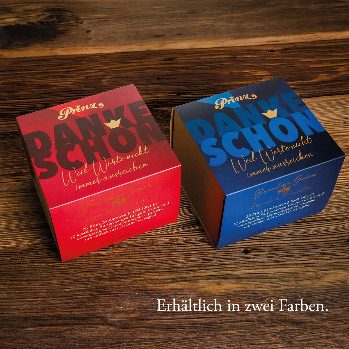 Prinz Danke-Box | 25 Schnaps- und Likörspezialitäten | Geschenkbox | Dankeschön-Geschenk & Mitbringsel (Königsblau)