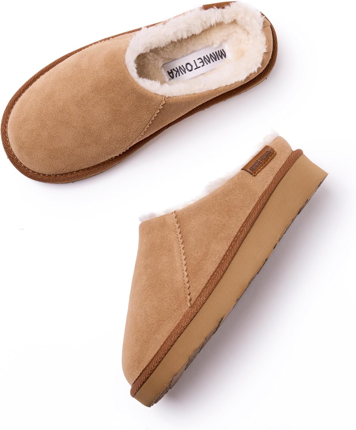 Minnetonka Women's Coze Around Clog Suede Faux Fur Lined Slippers