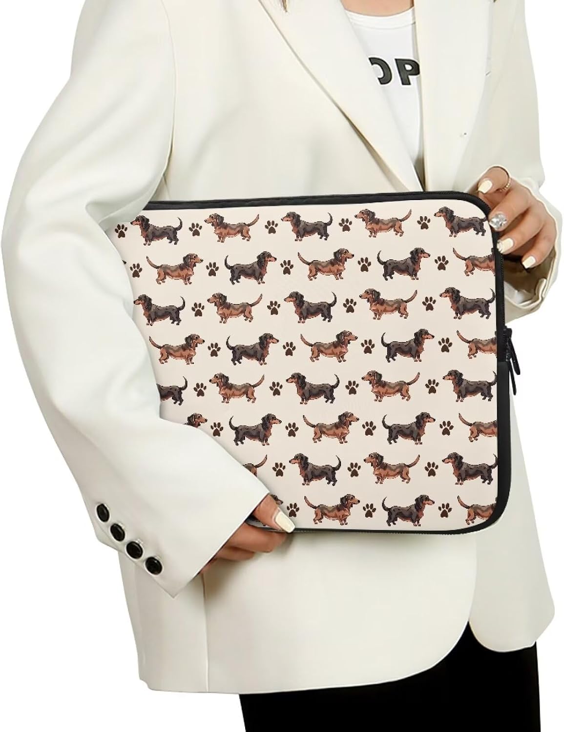 Dachshund Dog Paw Print Laptop Sleeve Protective Computer Bag Universal 10-17 inch Notebook image 3